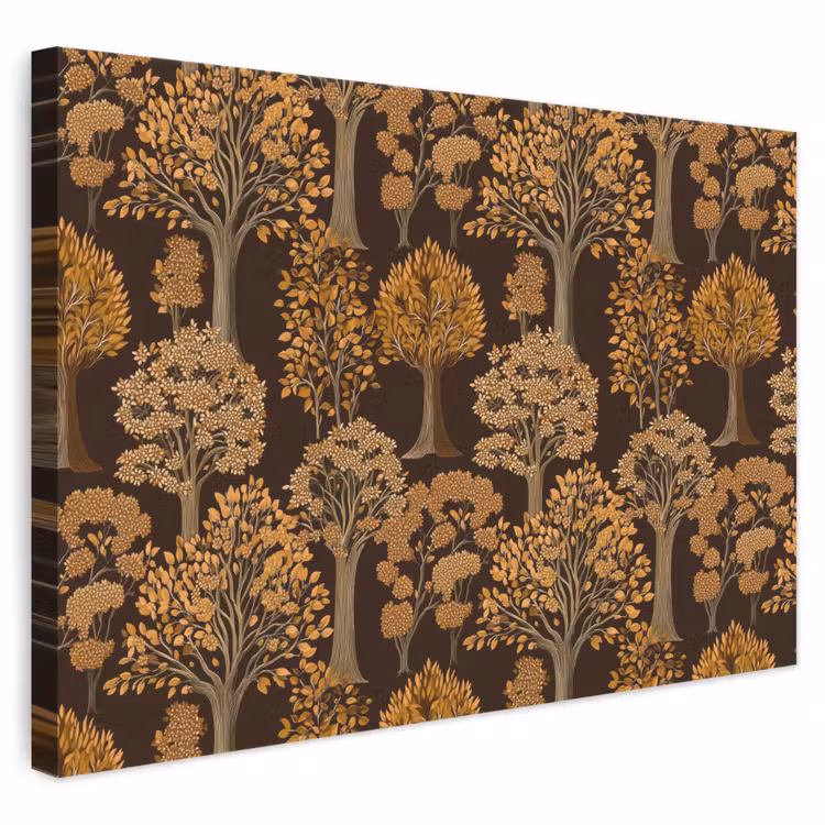 Bomen - Patroon - Bruin canvas 2cm klein 34 -3d