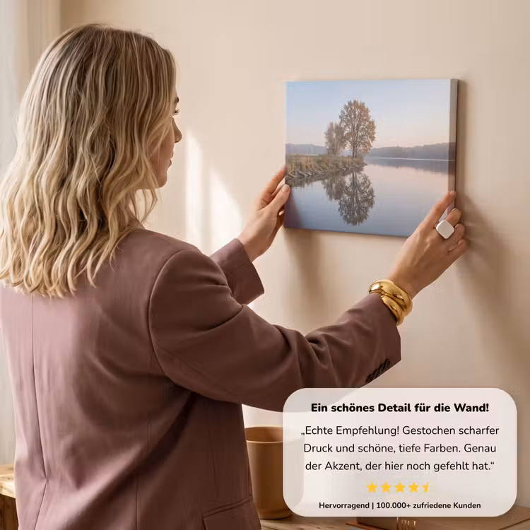 Bomen - Reflectie - Water - Zonsopgang - Serene canvas 2cm klein -Xsfeer7_DE