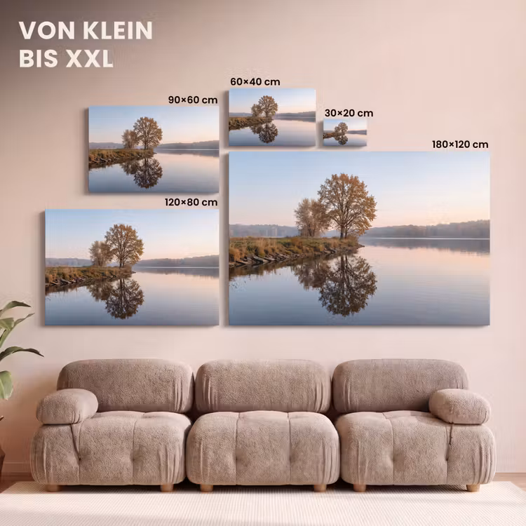 Bomen - Reflectie - Water - Zonsopgang - Serene canvas 2cm klein -Xsfeer8_DE