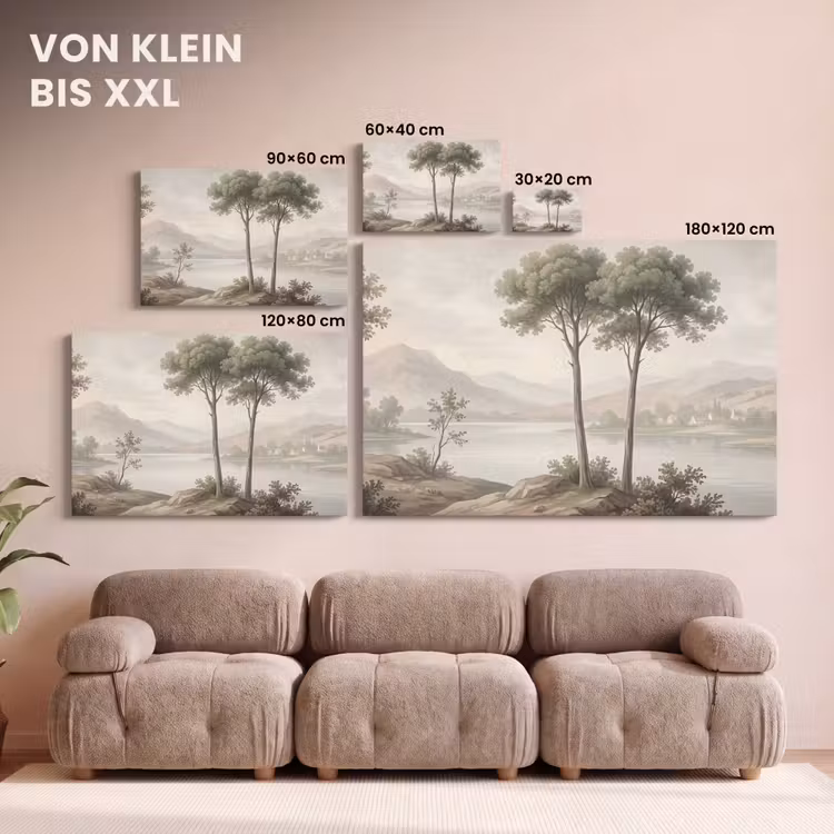 Bomen - Meer - Bergen - Illustratie canvas 2cm klein -Xsfeer8_DE