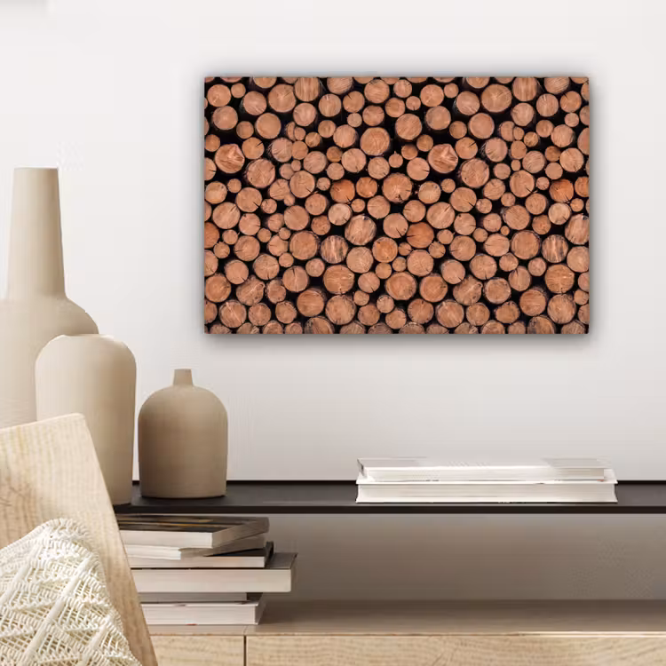 Houtblokken - Textuur - Patroon - Bruin - Rustiek canvas 2cm klein -closeup_print_DE