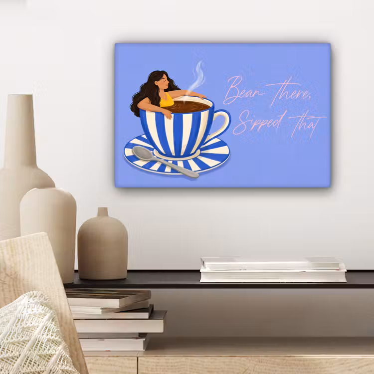 Mok - Koffie - Vrouw - Paars canvas 2cm klein -closeup_print_DE