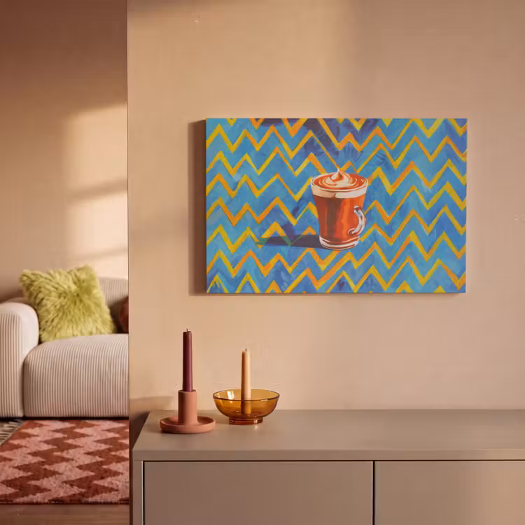 Mok - Koffie - Zigzag - Slagroom canvas 2cm klein -sfeer1