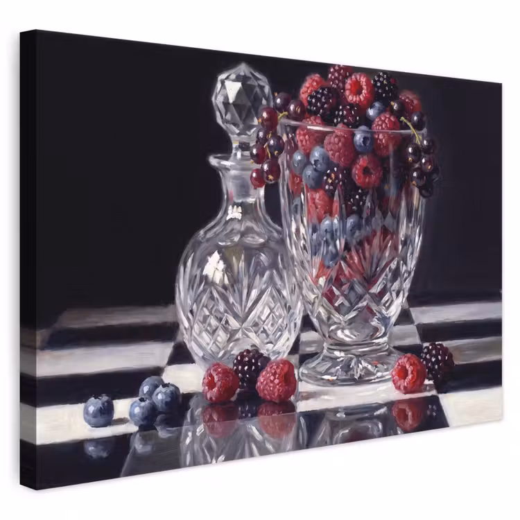 Leinwandbild - Beeren – Kristall – Stillleben - Bessen - Kristal - Stilleven canvas 2cm klein