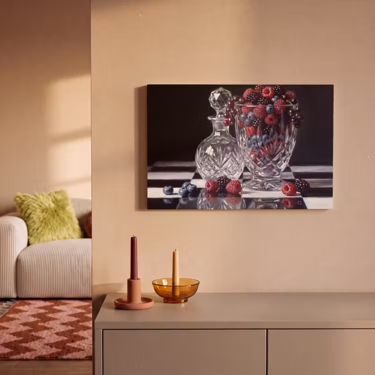 Leinwandbild - Beeren – Kristall – Stillleben - Bessen - Kristal - Stilleven canvas 2cm klein