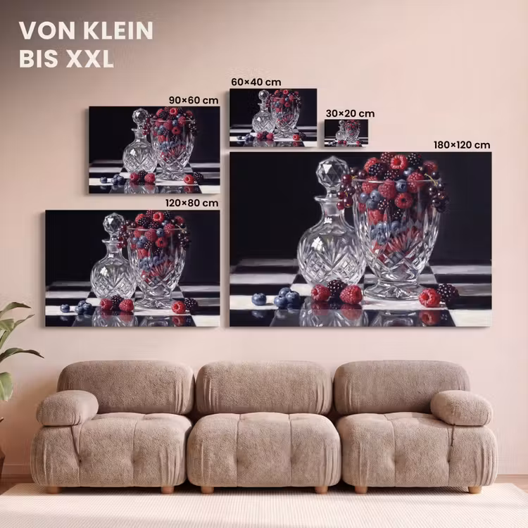 Leinwandbild - Beeren – Kristall – Stillleben - Bessen - Kristal - Stilleven canvas 2cm klein