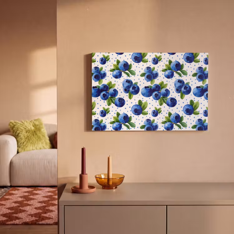 Bessen - Patroon - Blauw canvas 2cm klein 34 -sfeer1