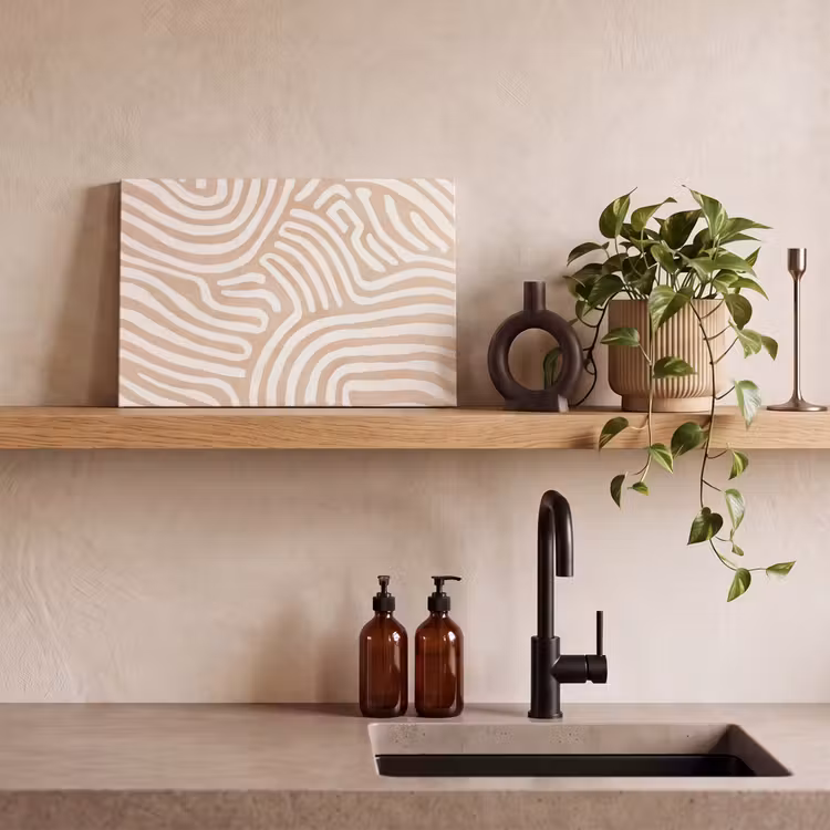 Beige - Aardspatroon canvas 2cm klein -sfeer3