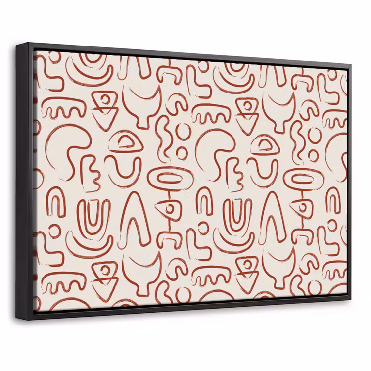 Beige - Vormen - Rood - Patroon Canvas met baklijst klein 1125 -threedimensional_3d_global