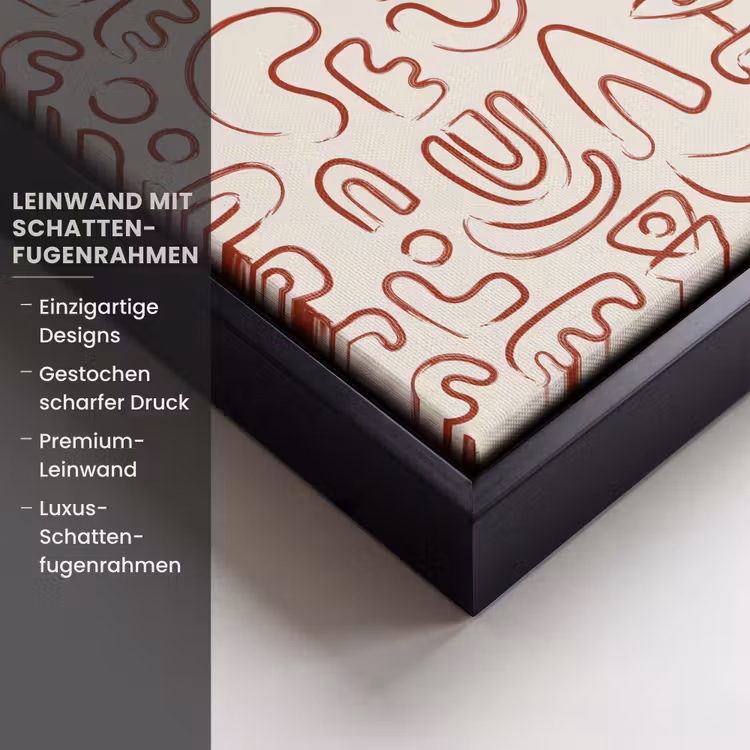 Beige - Vormen - Rood - Patroon Canvas met baklijst klein 1125 -uniquesellingpoint_productkenmerken_DE
