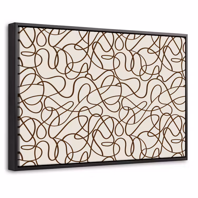 Beige - Lijnen - Donkerbruin Canvas met baklijst klein 1125 -threedimensional_3d_global