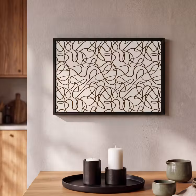 Beige - Lijnen - Donkerbruin Canvas met baklijst klein 1125 -atmosphere_sfeer1_global