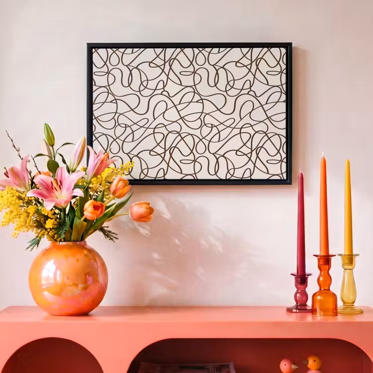 Beige - Lijnen - Donkerbruin Canvas met baklijst klein 1125 -atmosphere_sfeer2_global