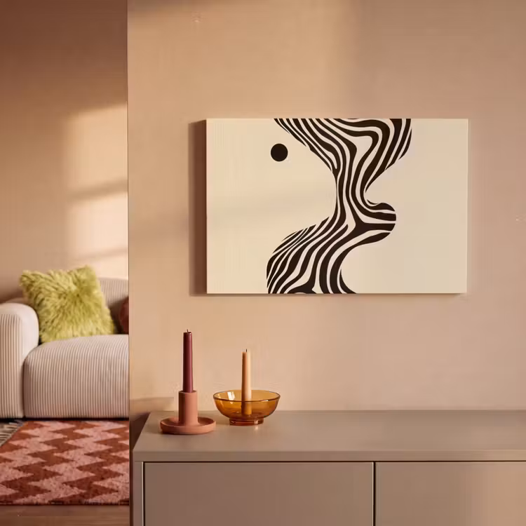 Beige - Lijnen - Golvend - Abstract canvas 2cm klein -sfeer1