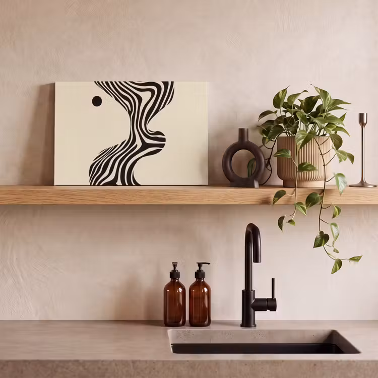 Beige - Lijnen - Golvend - Abstract canvas 2cm klein -sfeer6