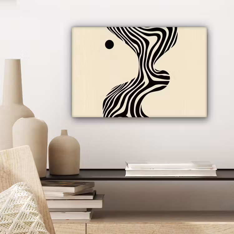 Beige - Lijnen - Golvend - Abstract canvas 2cm klein -closeup_print_DE