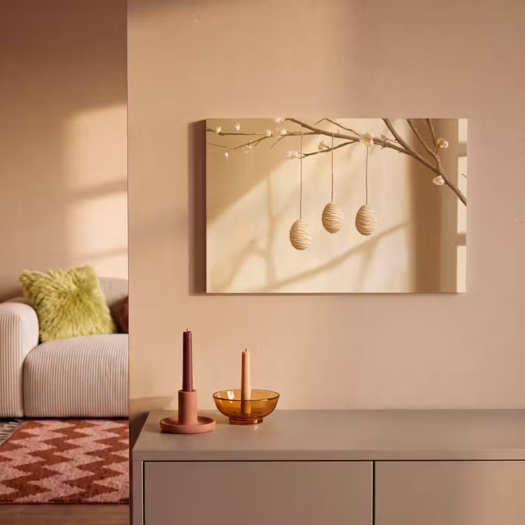 Beige - Paastak - Eieren canvas 2cm klein -sfeer1