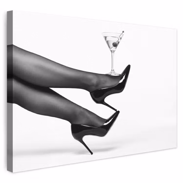 Benen - Hakken - Glas - Zwart - Wit - Speels canvas 2cm klein -3d