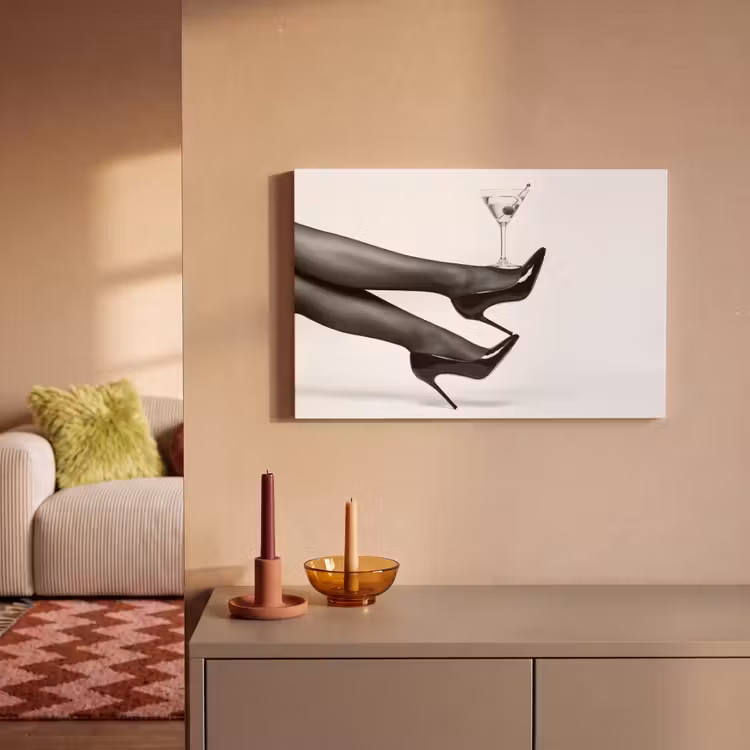 Benen - Hakken - Glas - Zwart - Wit - Speels canvas 2cm klein -sfeer1