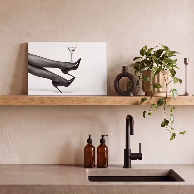 Benen - Hakken - Glas - Zwart - Wit - Speels canvas 2cm klein -sfeer3