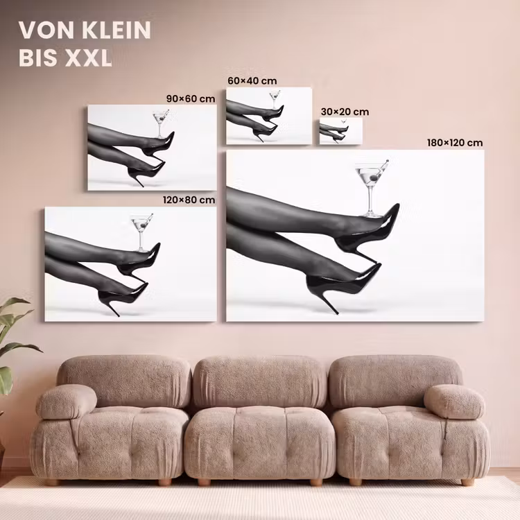 Benen - Hakken - Glas - Zwart - Wit - Speels canvas 2cm klein -Xsfeer8_DE
