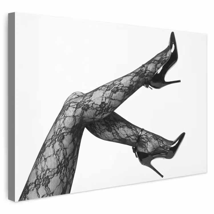 Benen - Kant - Hakken - Zwart - Wit - Uitdagend canvas 2cm klein -3d