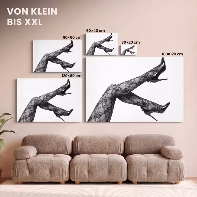 Benen - Kant - Hakken - Zwart - Wit - Uitdagend canvas 2cm klein -Xsfeer8_DE