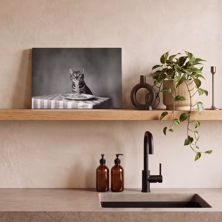 Bengaal - Kat - Tafelkleed - Zwart - Wit - Dier canvas 2cm klein -sfeer3