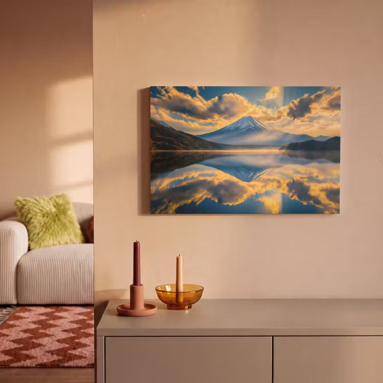 Berg - Rivier - Zonsondergang canvas 2cm klein -sfeer1