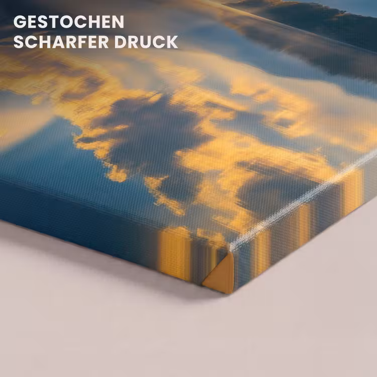Berg - Rivier - Zonsondergang canvas 2cm klein -closeup_print_DE
