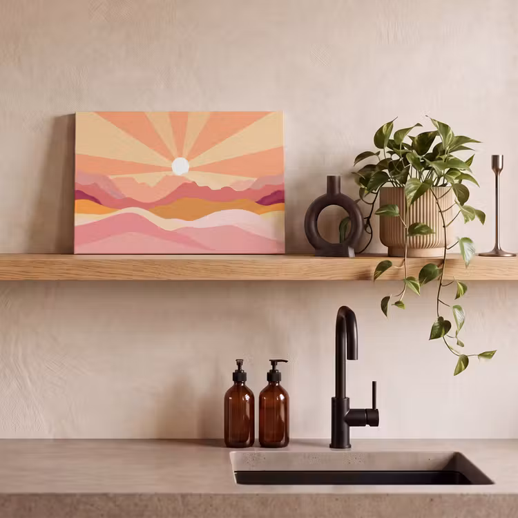 Bergen - Abstract - Zonnestralen - Roze canvas 2cm klein -closeup_print_DE