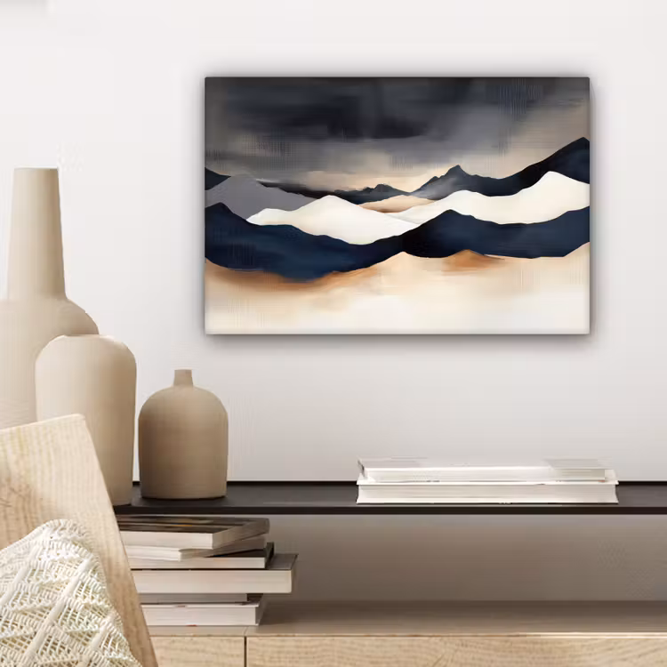 Bergen - Donkerblauw - Landschap canvas 2cm klein -closeup_print_DE