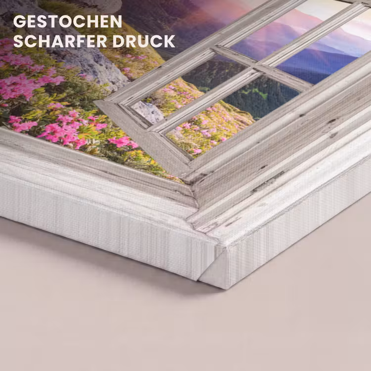 Bergen - Landschap - Doorkijk - Bloemen - Avond - Roze canvas 2cm klein -sfeer3