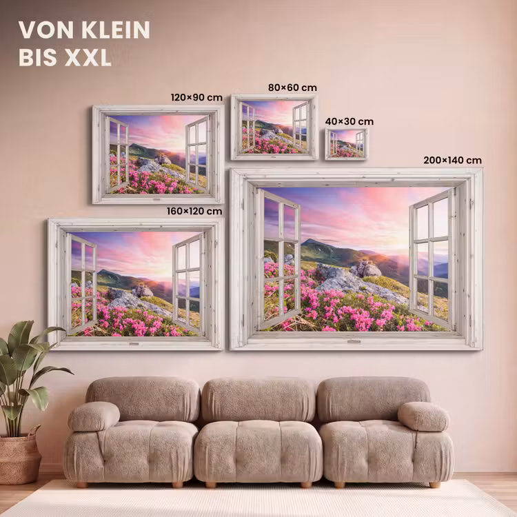 Bergen - Landschap - Doorkijk - Bloemen - Avond - Roze canvas 2cm klein -Xsfeer8_DE