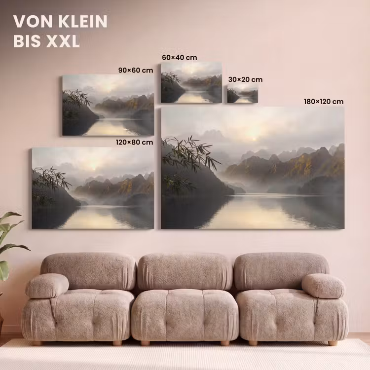 Bergen - Water - Mist - Natuur - Landschap canvas 2cm klein -Xsfeer8_DE