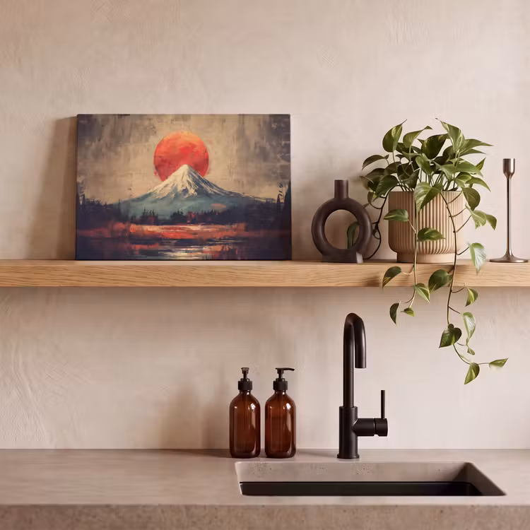 Bergtop - Sneeuw - Zon canvas 2cm klein -sfeer6