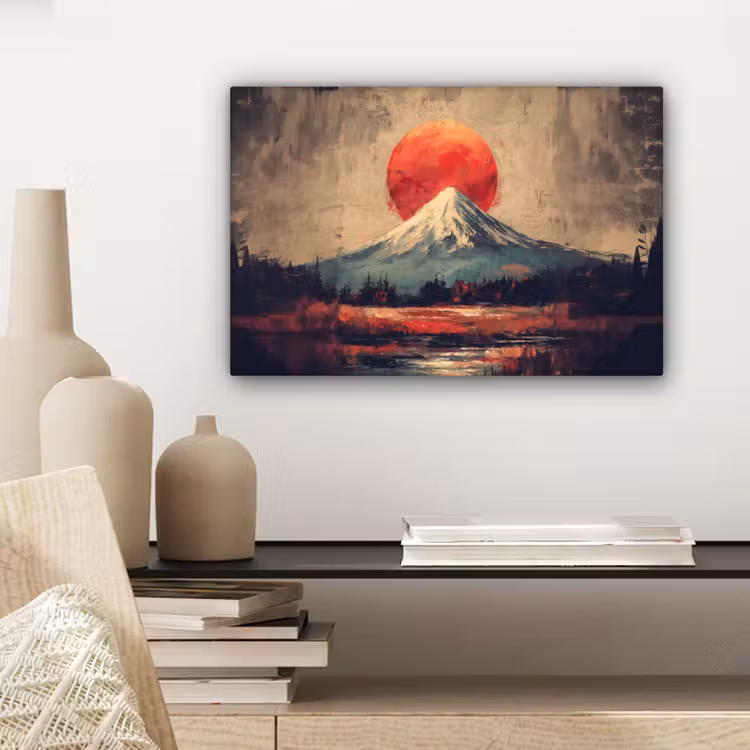 Bergtop - Sneeuw - Zon canvas 2cm klein -closeup_print_DE