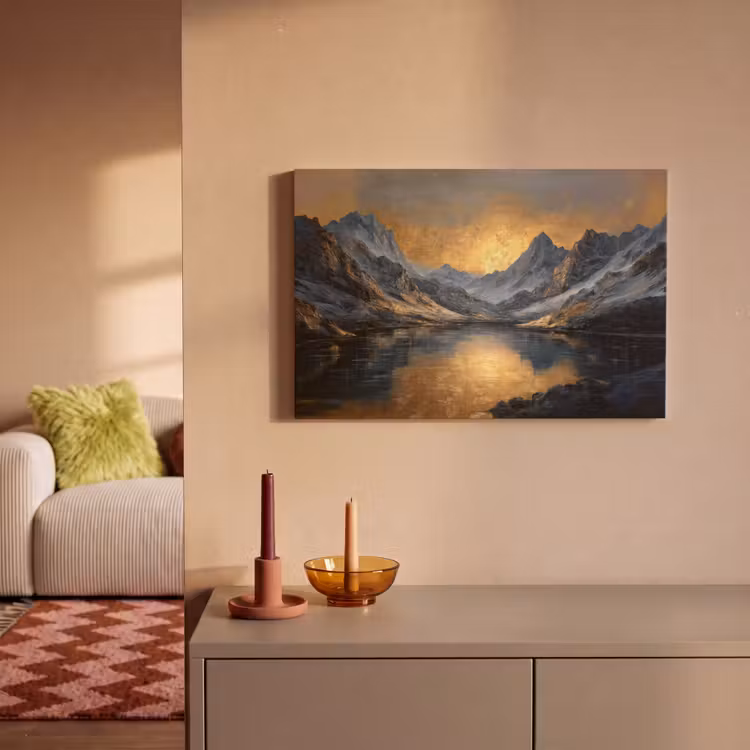 Berglandschap met Gouden Zonsondergang canvas 2cm klein -sfeer1