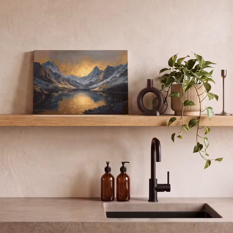 Berglandschap met Gouden Zonsondergang canvas 2cm klein -sfeer3