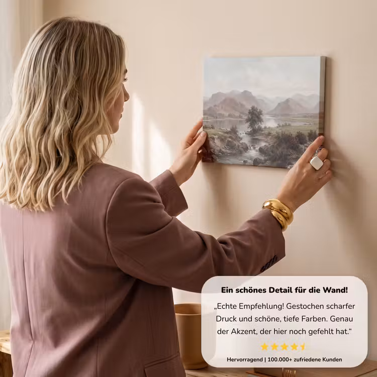Berglandschap - Meer - Bergen - Vallei - Klassiek canvas 2cm klein -sfeer3