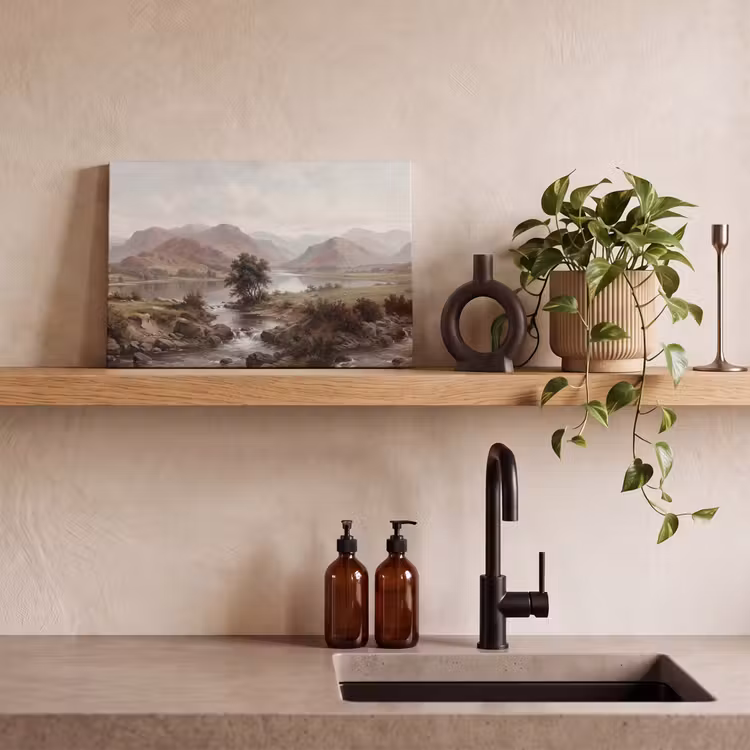 Berglandschap - Meer - Bergen - Vallei - Klassiek canvas 2cm klein -closeup_print_DE