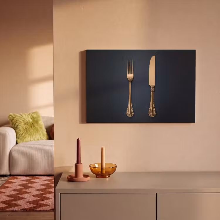Bestek - Donkerblauw - Goud canvas 2cm klein -sfeer1
