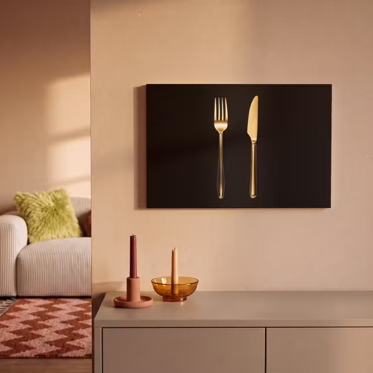 Bestek - Goud - Mes - Vork canvas 2cm klein -sfeer1