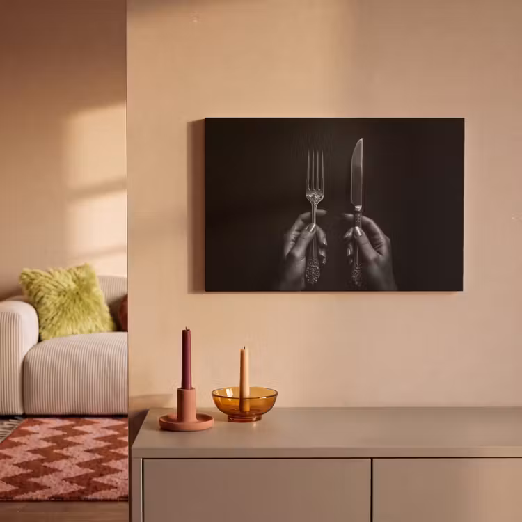 Bestek - Zwart - Wit canvas 2cm klein -sfeer1