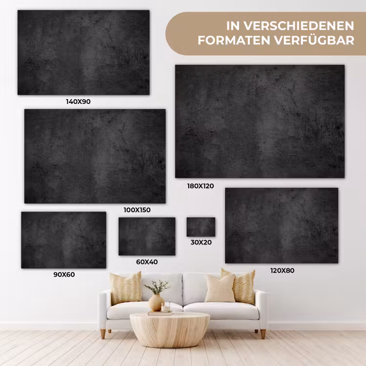 Beton - Robuust - Vintage - Rustiek - Grijs - Zwart canvas 2cm klein -Xsfeer8_DE
