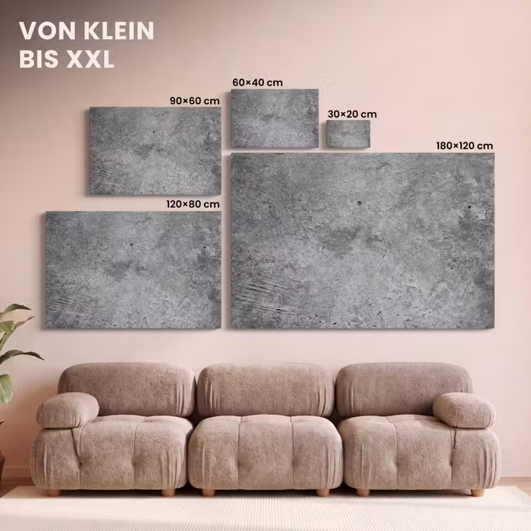 Beton - Leisteen - Grijs -Betonstructuur canvas 2cm klein -Xsfeer8_DE