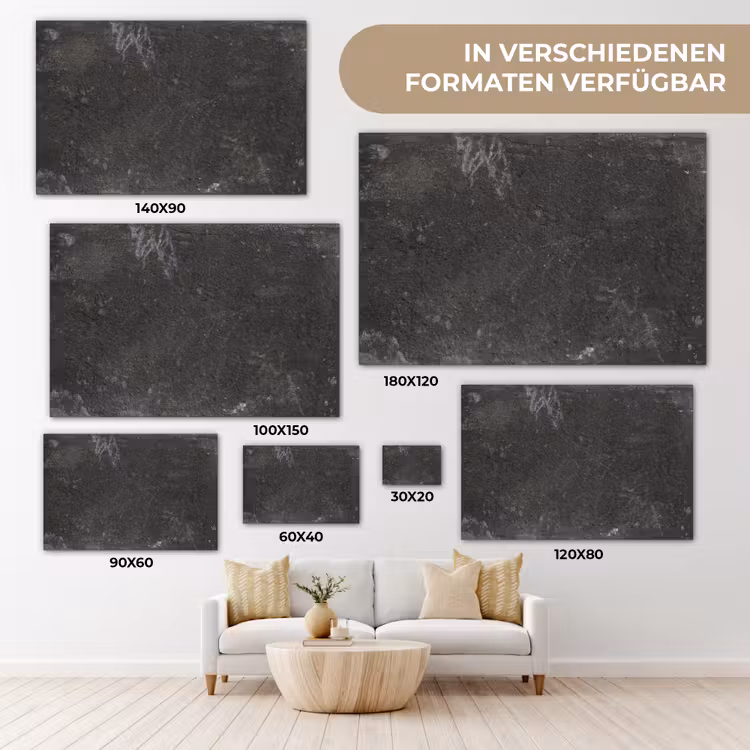 Beton - Muur - Zwart - Vintage - Industrieel canvas 2cm klein -Xsfeer8_DE
