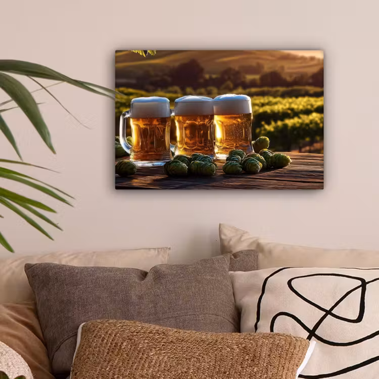 Bier - Hop - Landschap canvas 2cm klein -sfeer1