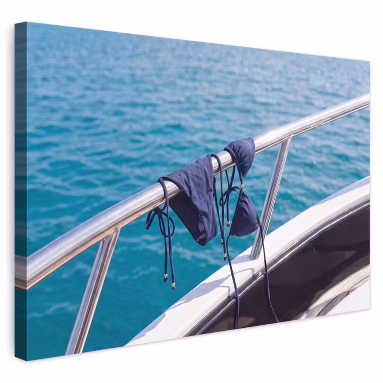 Bikini - Reling - Zee - Zomer - Blauw canvas 2cm klein -3d
