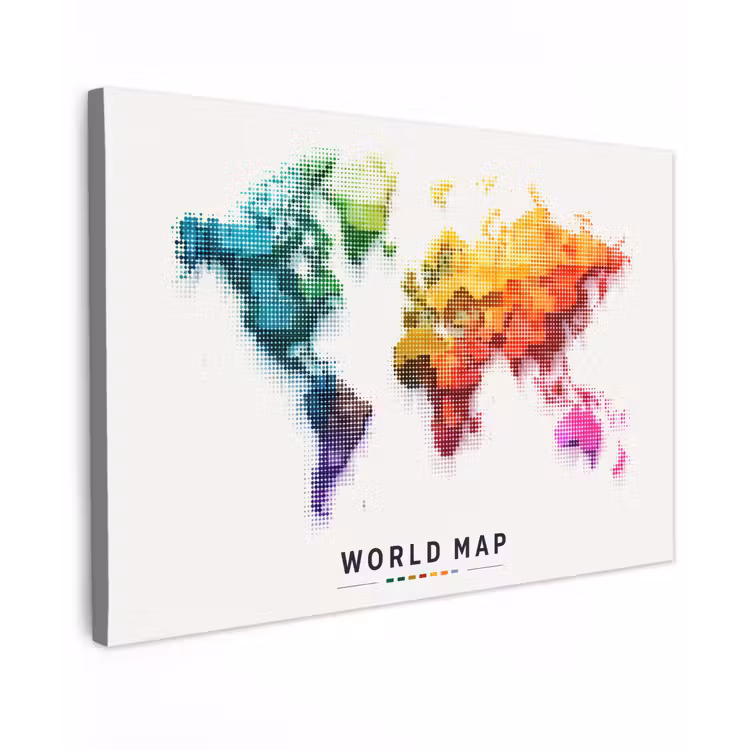 Pixels - Wereldkaart - Kleurverloop canvas 2cm klein -z3d